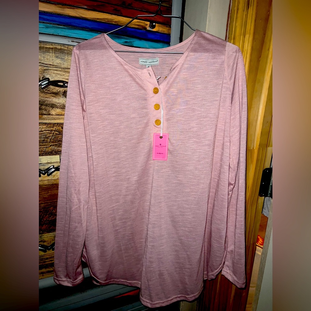Rose colored Henley, Simply Southern NWT